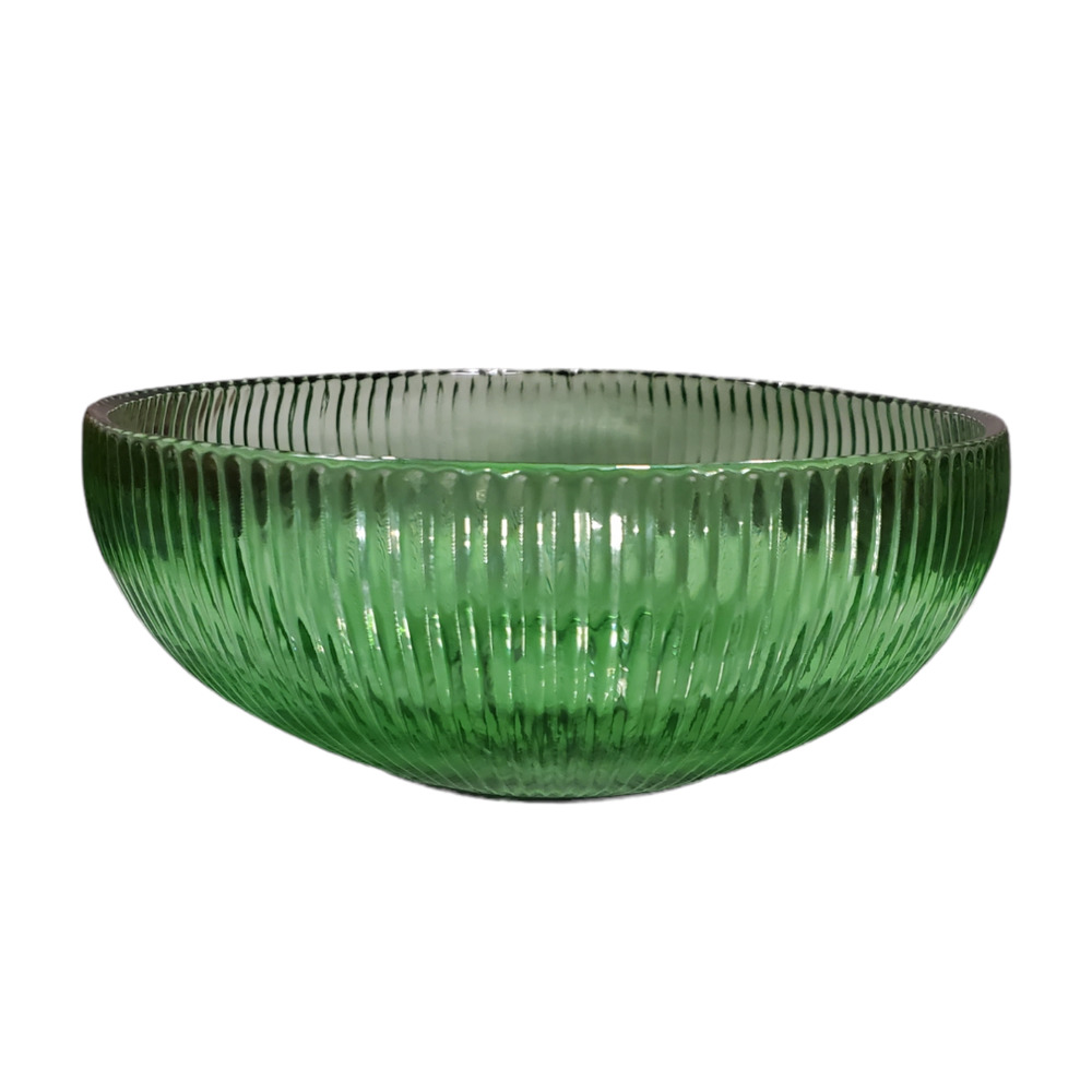 Vintage E.O. Brody Co. Cleveland Green Ribbed Glass Bowl
